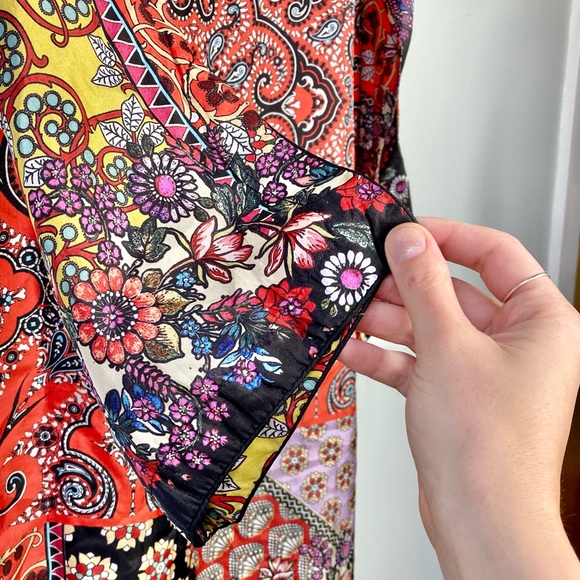 Johnny Was NWT Moa Kabelo Habutai Printed Silk Tunic Boho Mini Shift Dress XS - Picture 9 of 14